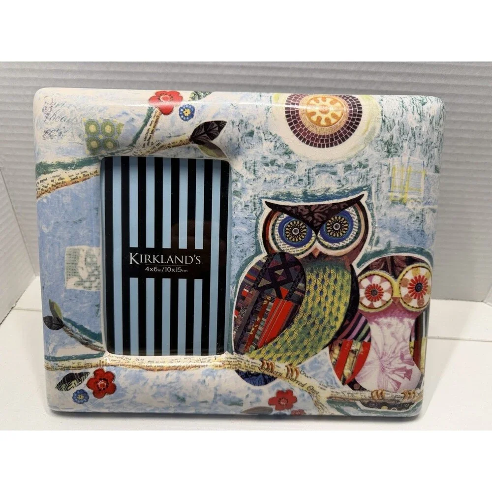 Kirkland’s Boho Southern Barn Owl Ceramic Picture Frame 4x6in/10x15cm
